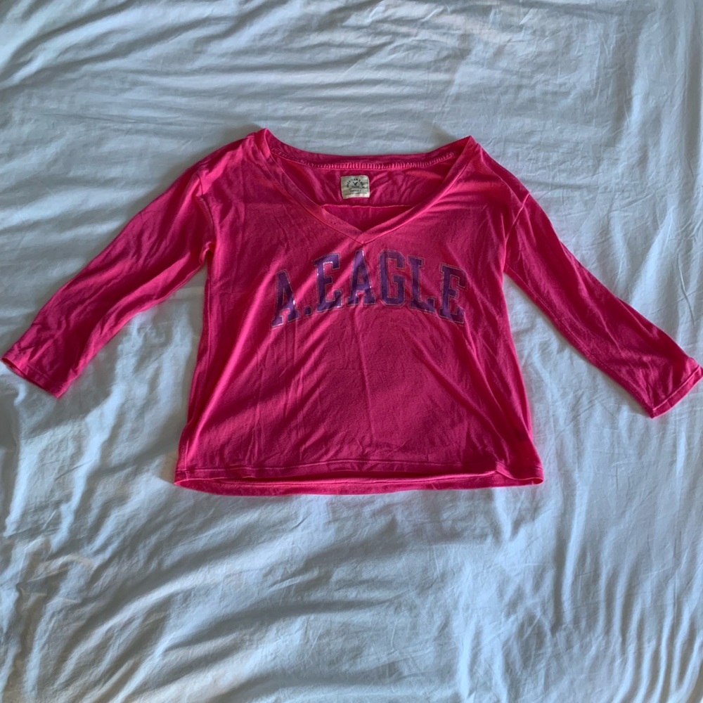 Pink American Eagle 3/4 sleeve top